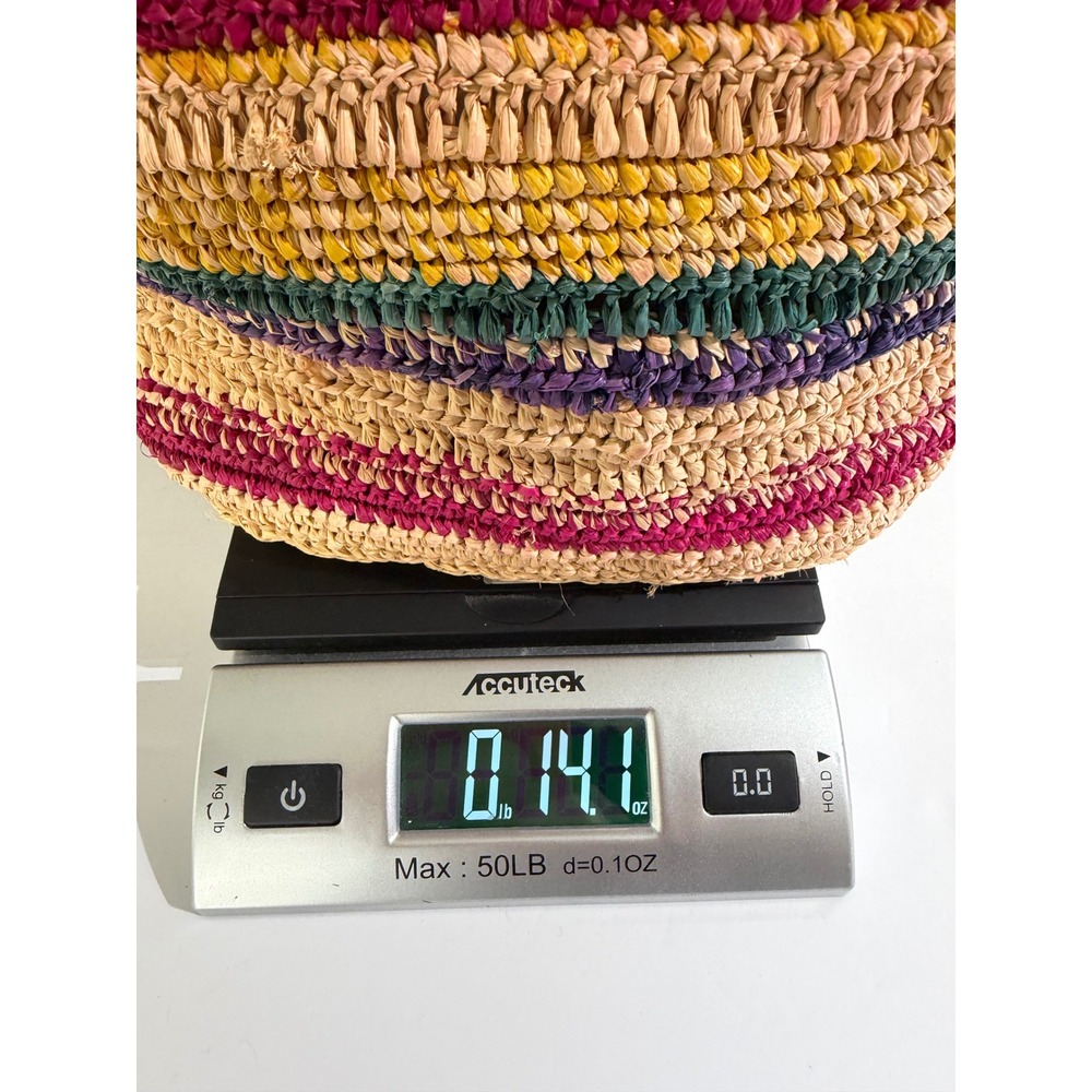 Maje Striped Straw Satchel Multicolor Stripe Pink Raffia Crossbody Euro Summer - Picture 16 of 16